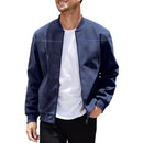 Jaqueta Masculina com Zíper e Gola Alta Casual Retrô