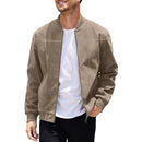 Jaqueta Masculina com Zíper e Gola Alta Casual Retrô