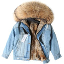 Jaqueta Parka Jeans Feminina com Forro Capuz Removível