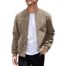 Jaqueta Masculina com Zíper e Gola Alta Casual Retrô